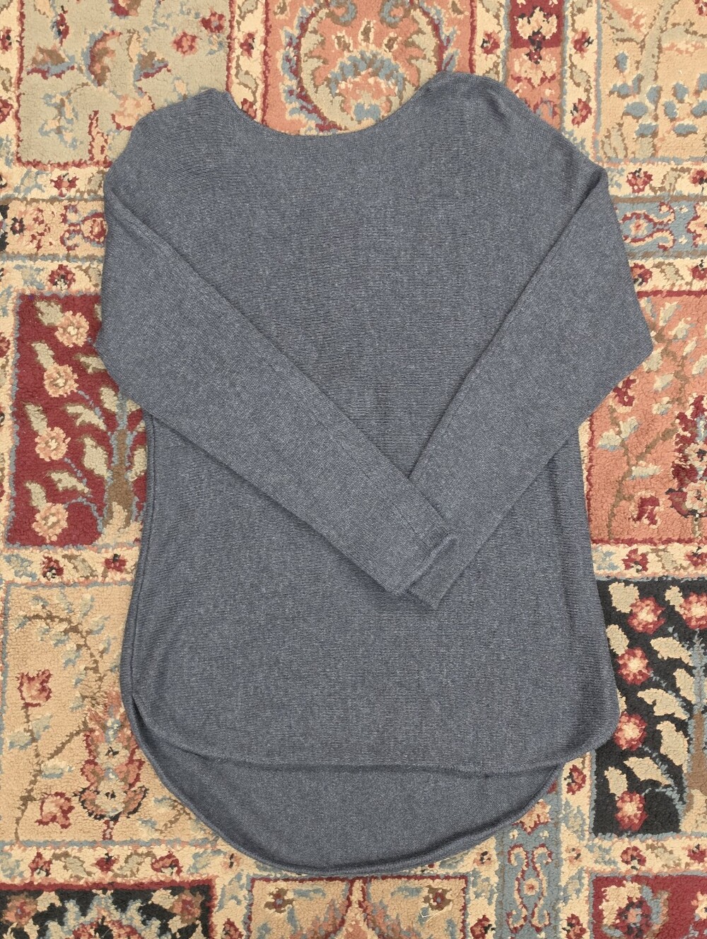 Michael Kors Zipper Back Grey Lightweight Tunic Knit Sweater